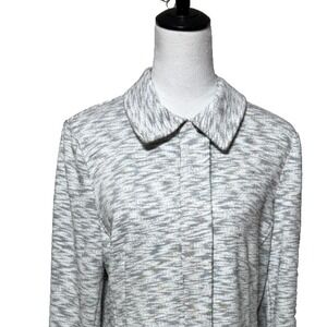 Cabi Jacket Womens Large Gray White Marled Neo Moto French Terry‎ Full Zip Snap